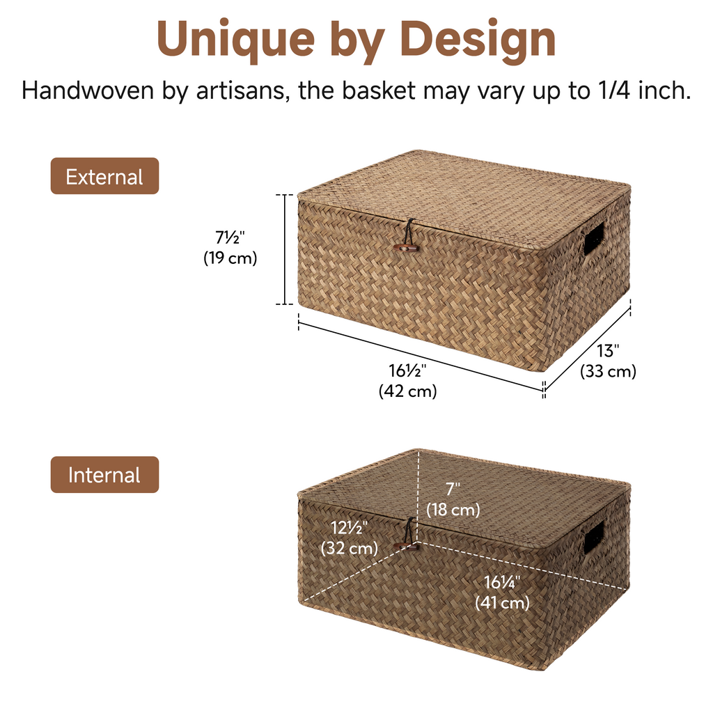Seagrass basket lid open