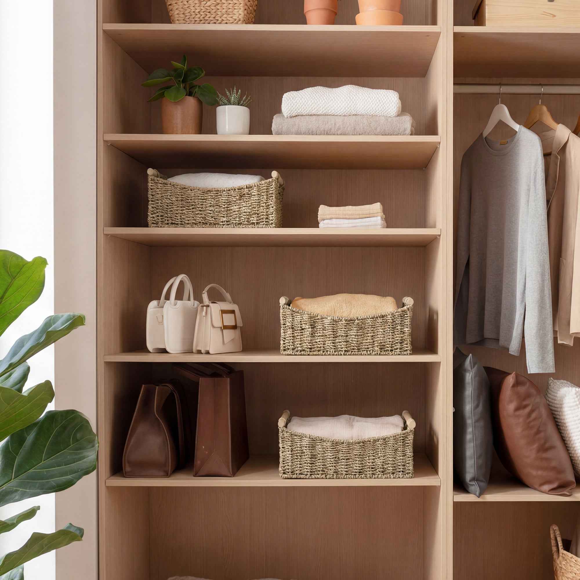 Seagrass basket in living room