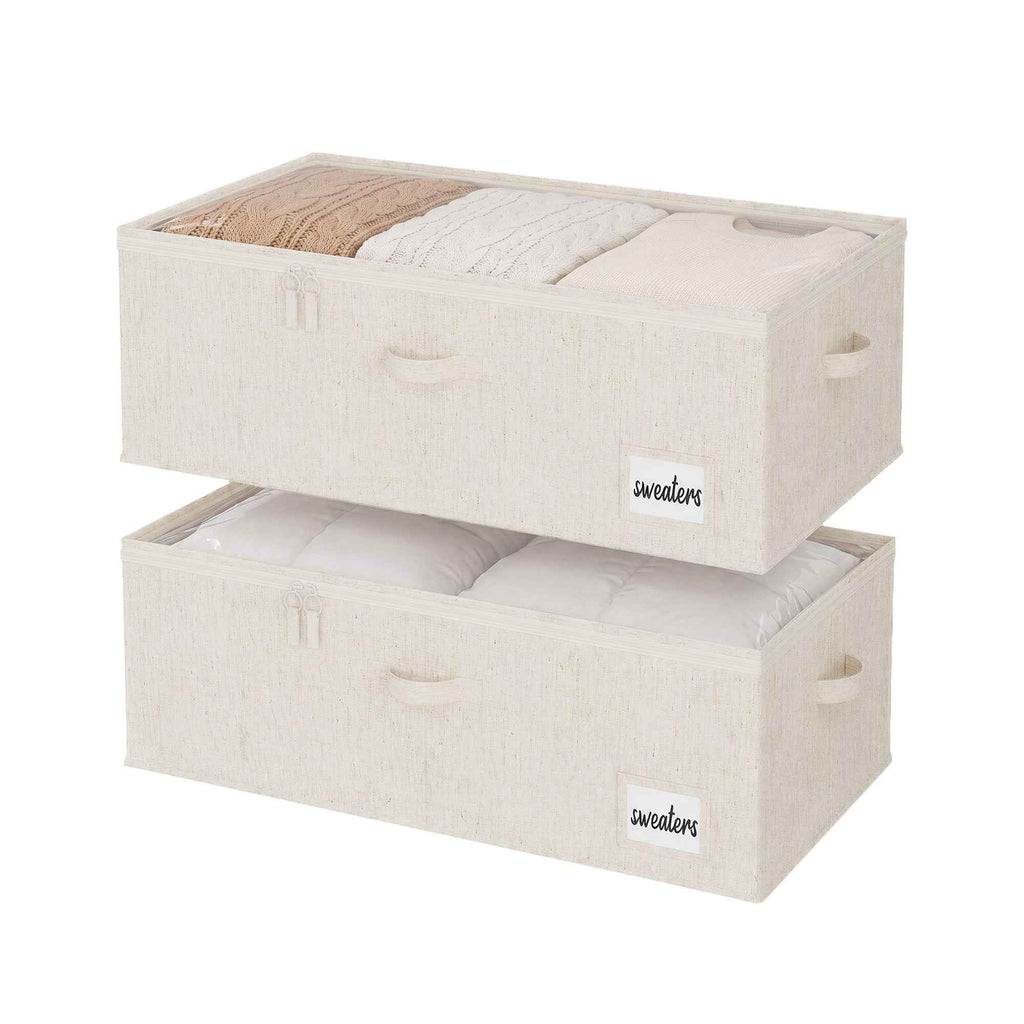 Rustic linen underbed storage container with lid