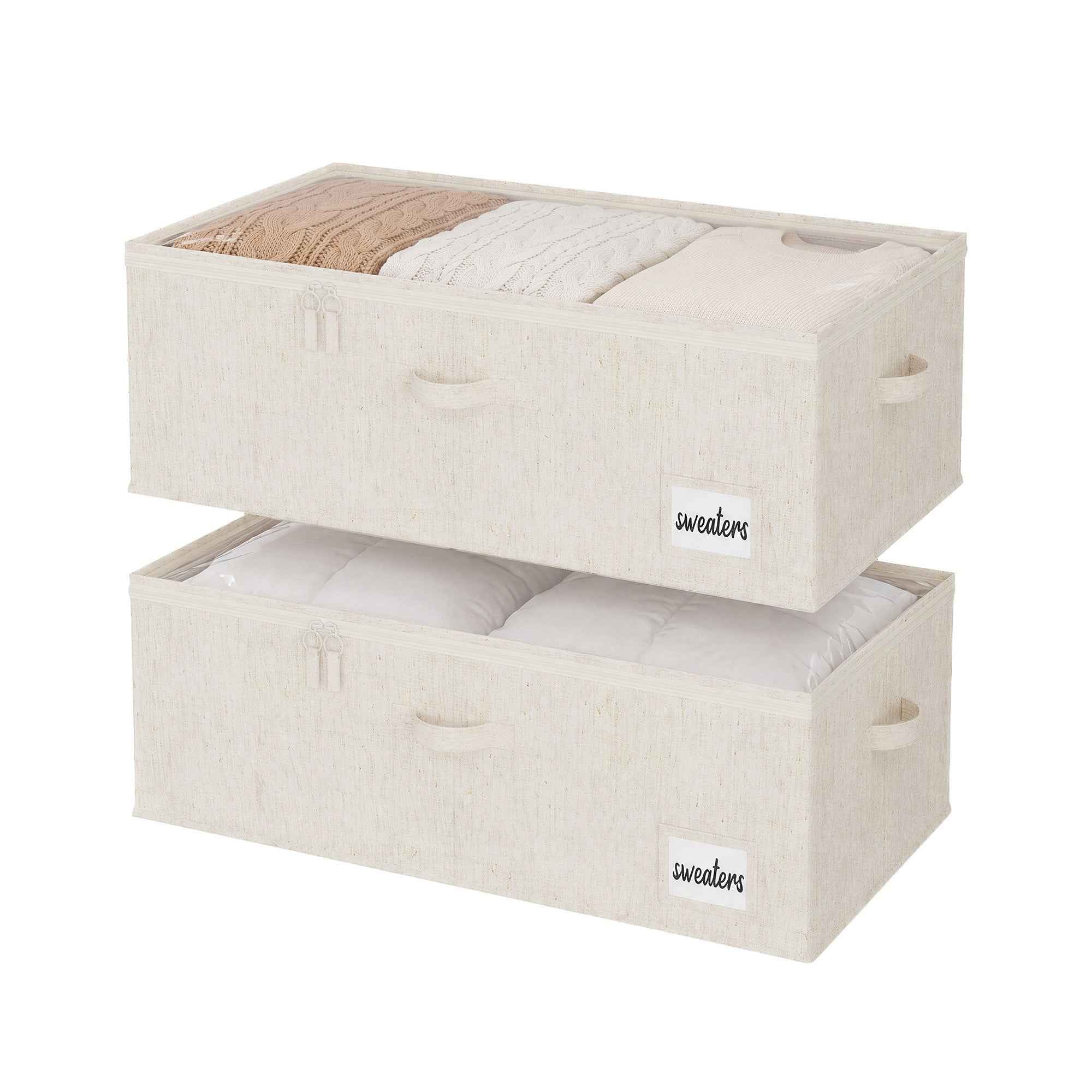 Rustic linen underbed storage container with lid