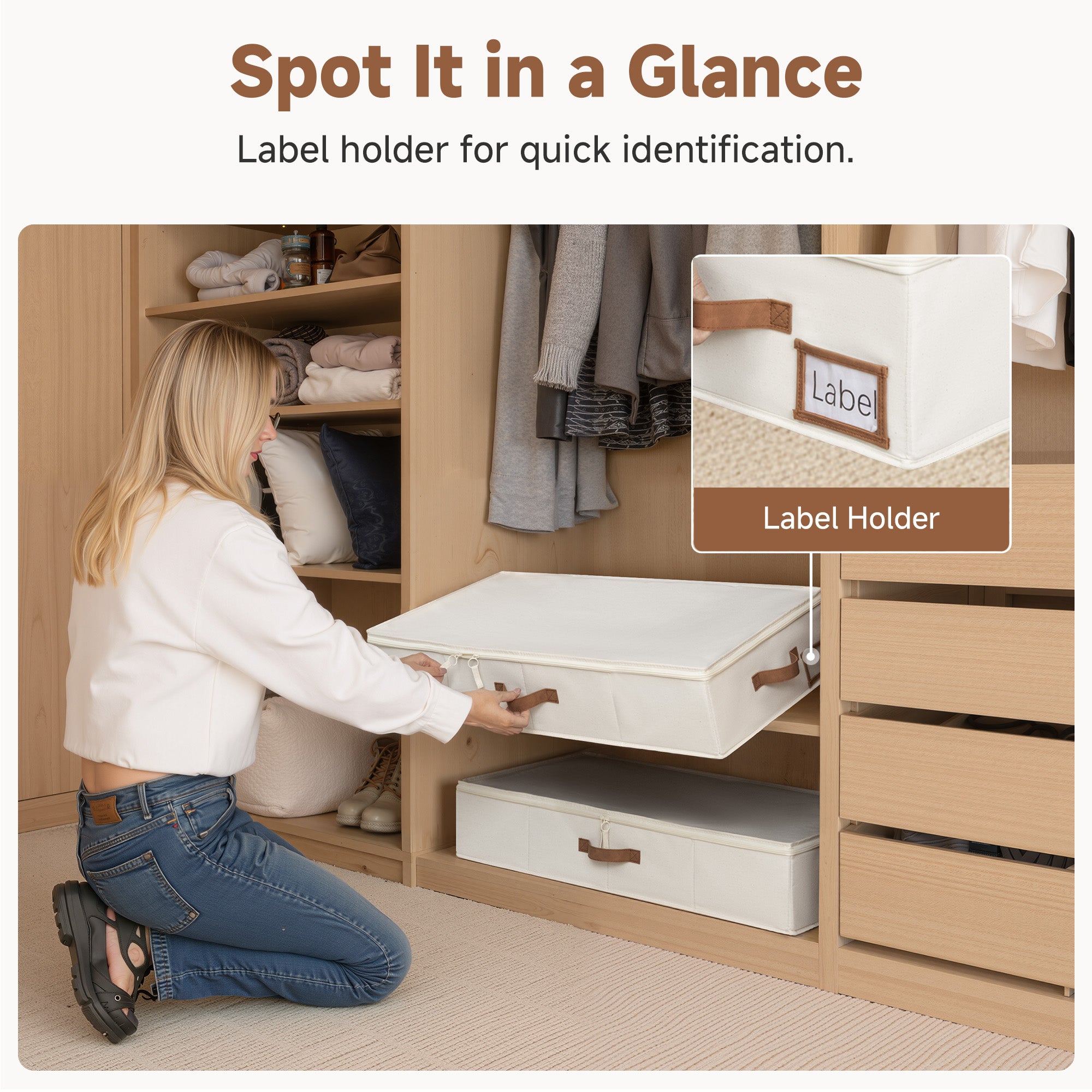 Storage bin label holder detail