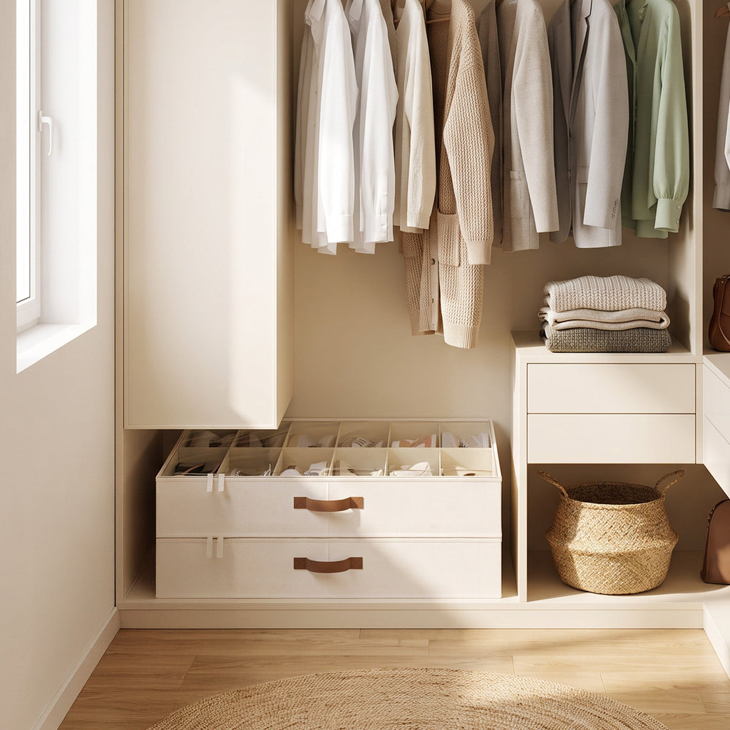 Shoe organizer with shoes inside