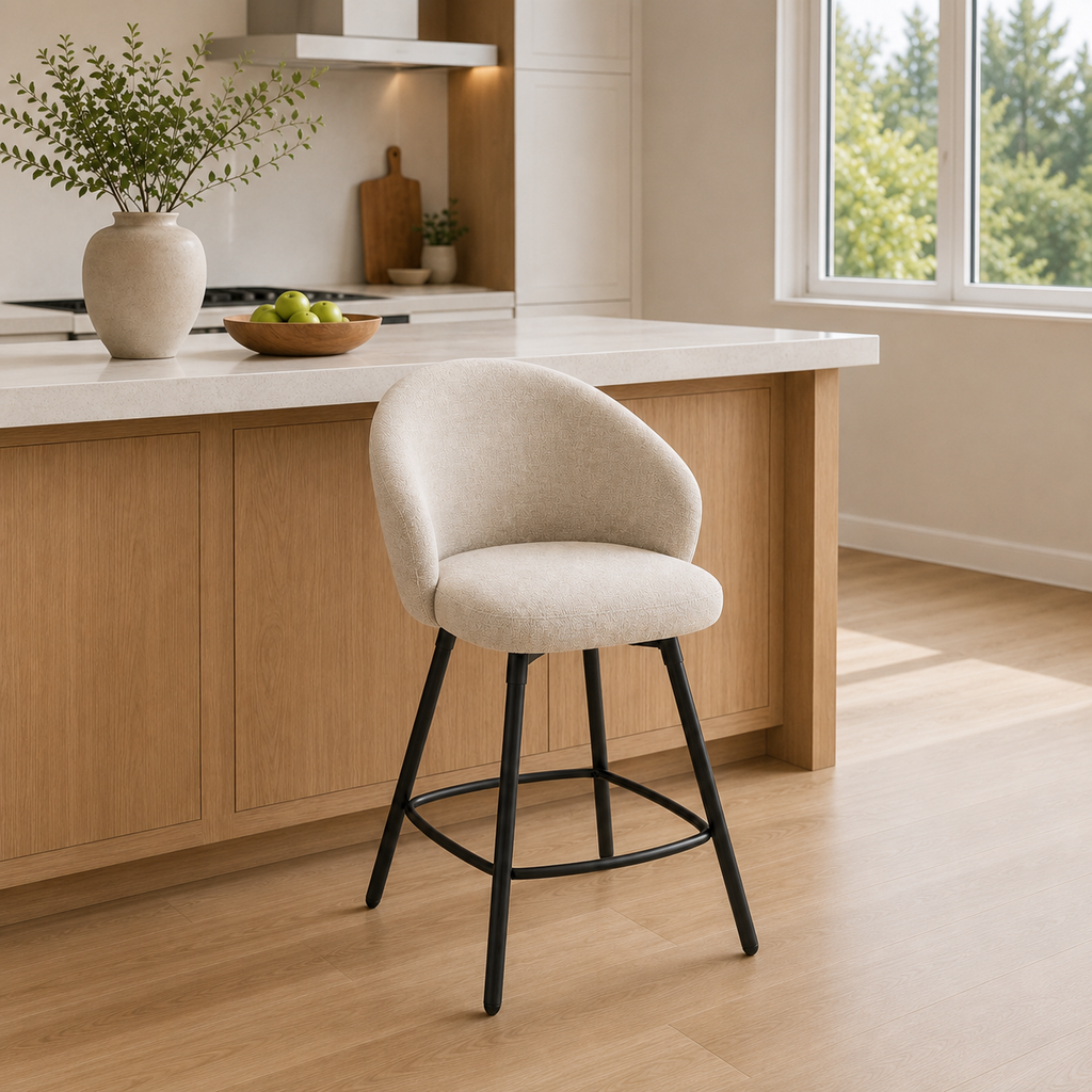 Upholstered Swivel Counter Stool - Set of 2 with 26in Seat Height
