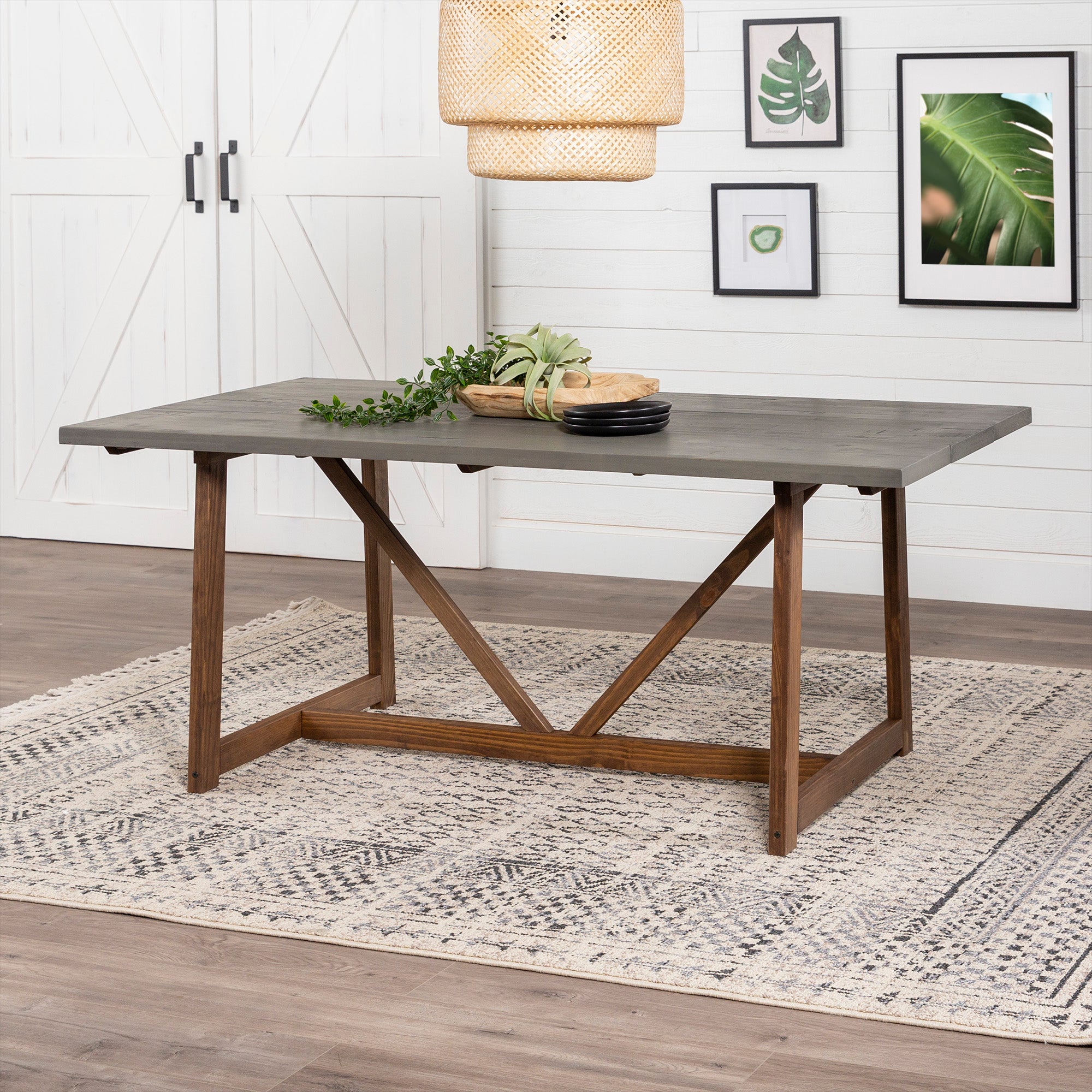Trestle Dining Table - Gray Wash Finish