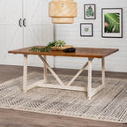 Trestle Dining Table - Rustic Oak Finish Lifestyle