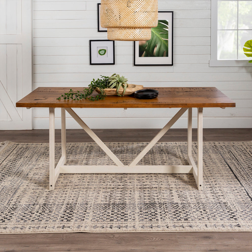 Solid Wood Trestle Dining Table 72-Inch - Front View