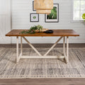 72-inch solid wood trestle dining table rustic oak