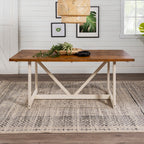72-inch solid wood trestle dining table rustic oak