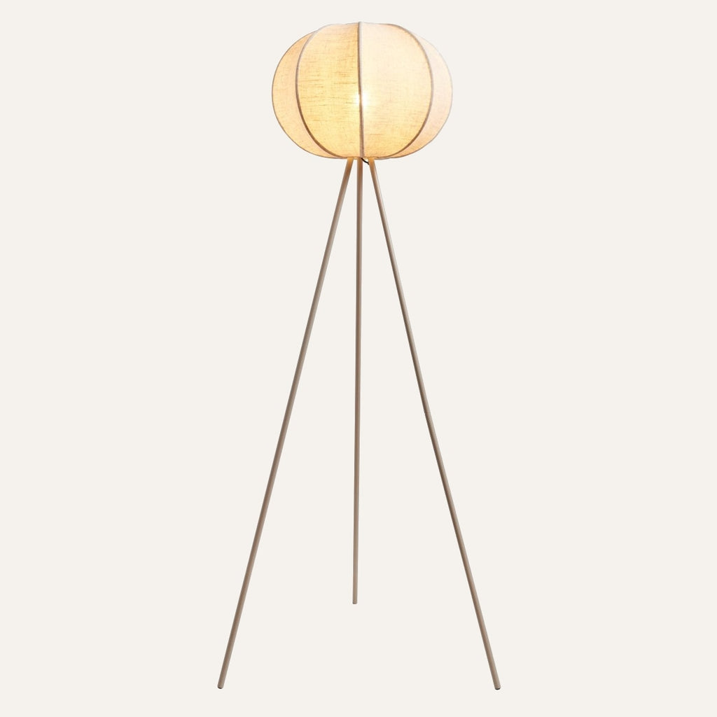 Corey Tripod Floor Lamp with linen lantern shade - full view