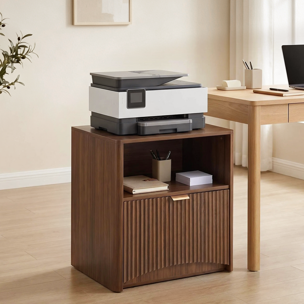 Fluted Nightstand Set in Modern Bedroom