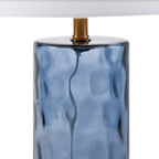 Blue Ripple Glass Table Lamp - Set of 2 with Brass Accent 21in