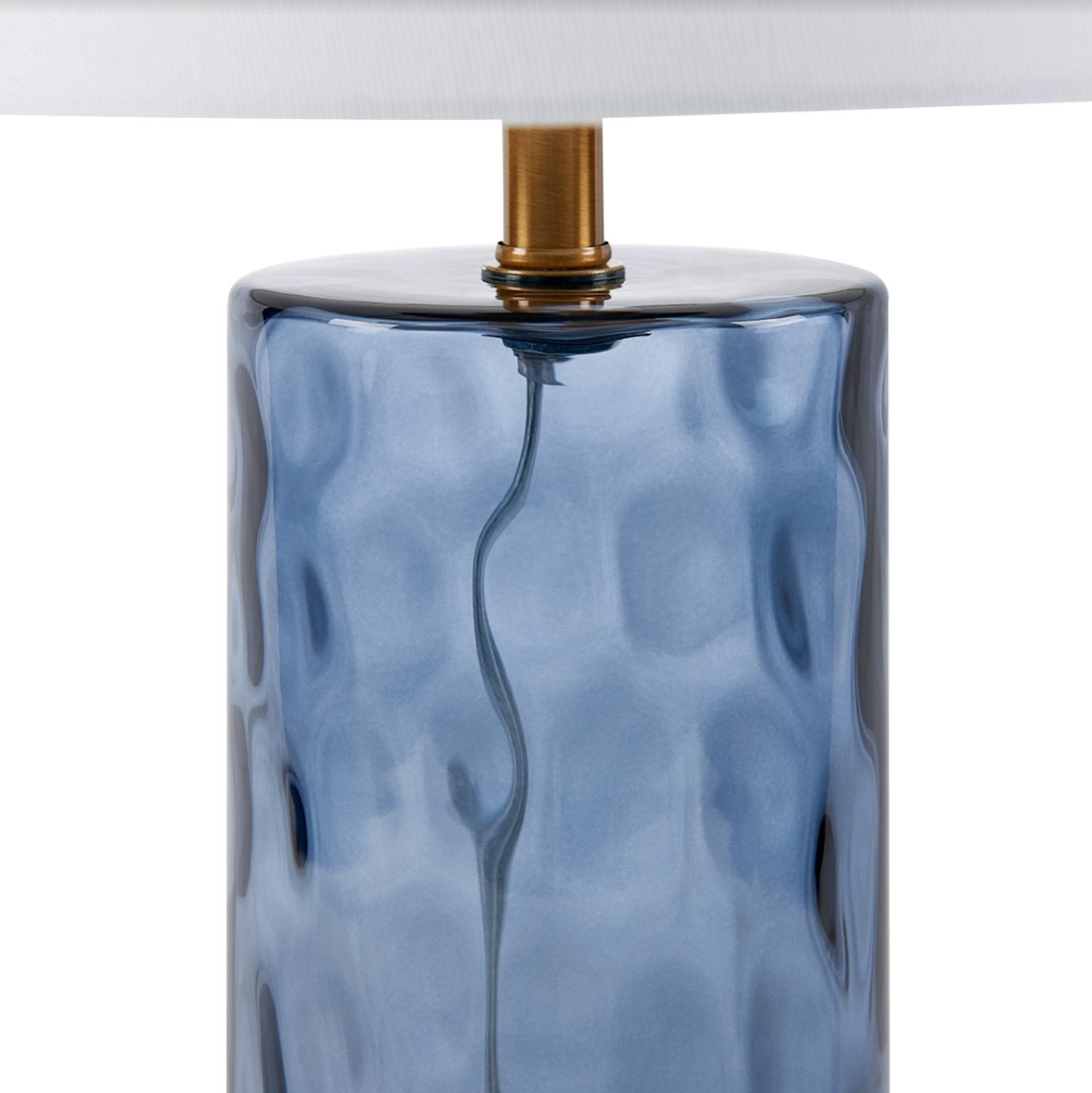 Blue Ripple Glass Table Lamp - Set of 2 with Brass Accent 21in