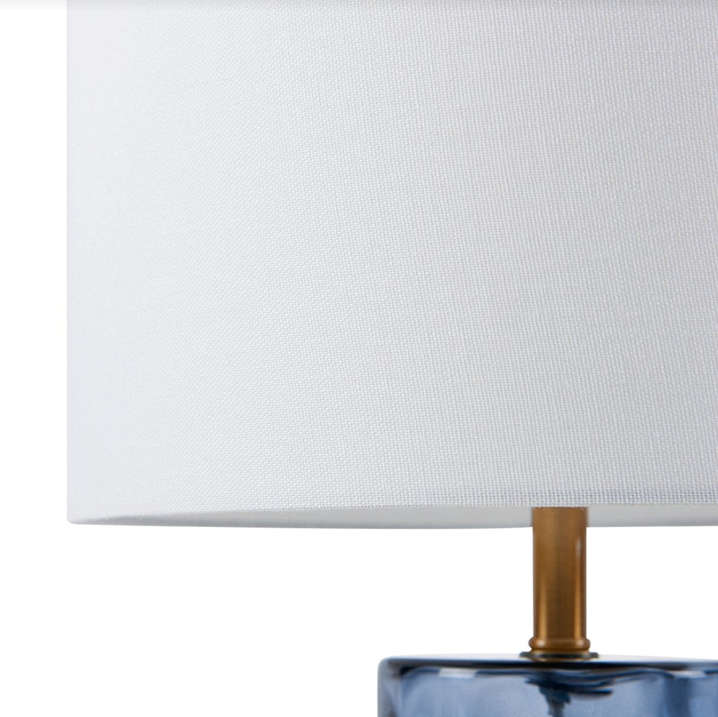 Blue Ripple Glass Table Lamp - Set of 2 with Brass Accent 21in