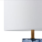 Blue Ripple Glass Table Lamp - Set of 2 with Brass Accent 21in