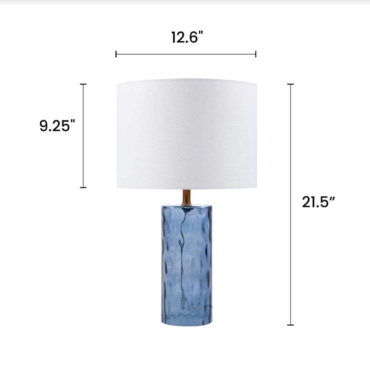 Blue Ripple Glass Table Lamp - Set of 2 with Brass Accent 21in
