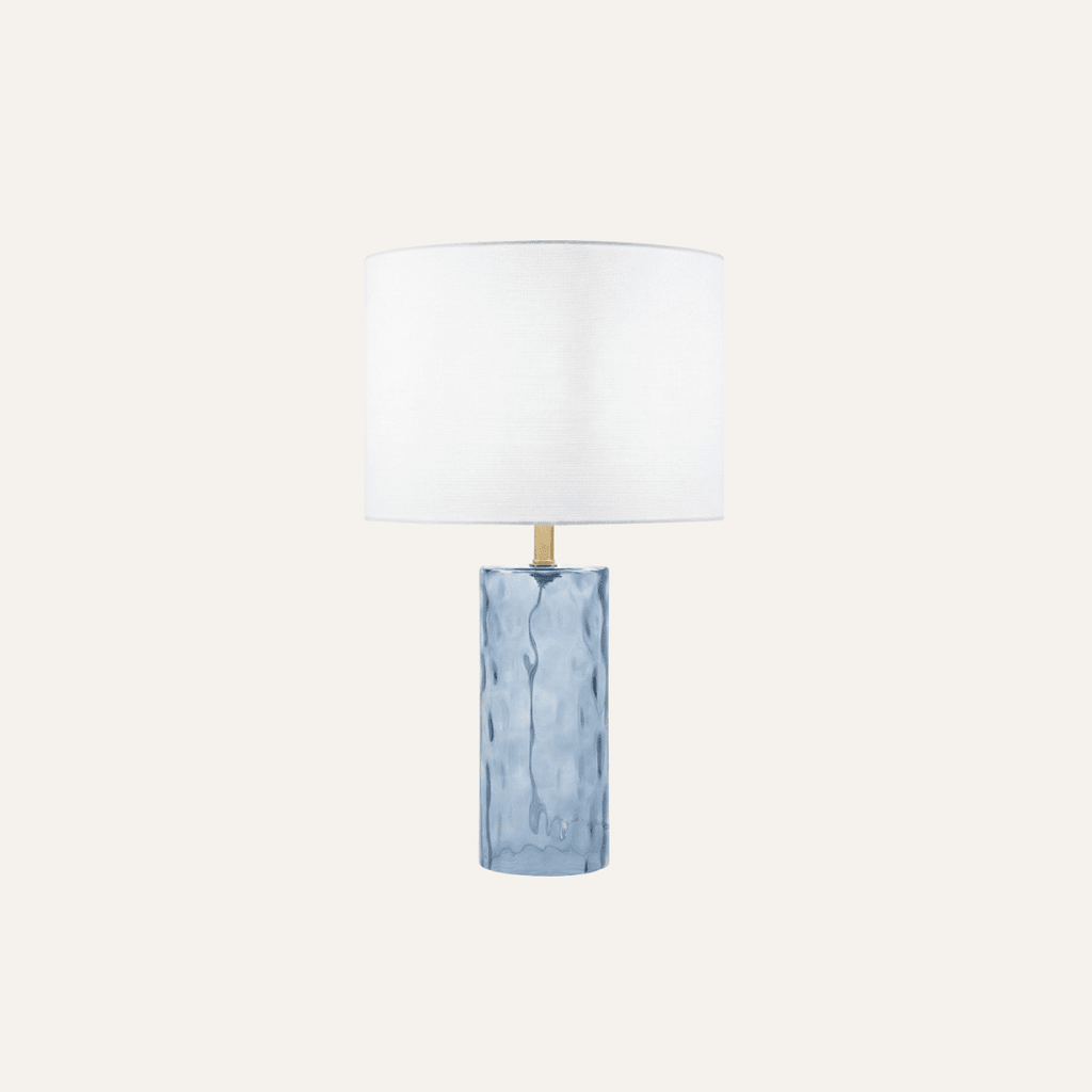 Blue Ripple Glass Table Lamp - Set of 2 with Brass Accent 21in
