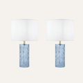 Blue Ripple Glass Table Lamp - Set of 2 with Brass Accent 21in