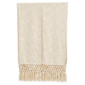 Hand-woven cotton throw blanket with crochet fringe