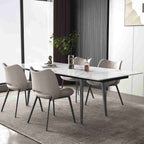 Dining table set with chairs in contemporary setting