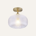 Industrial Glass Semi-Flush Mount Ceiling Light - Matte Steel 14in
