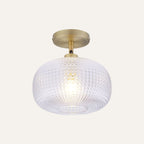 Industrial Glass Semi-Flush Mount Ceiling Light - Matte Steel 14in