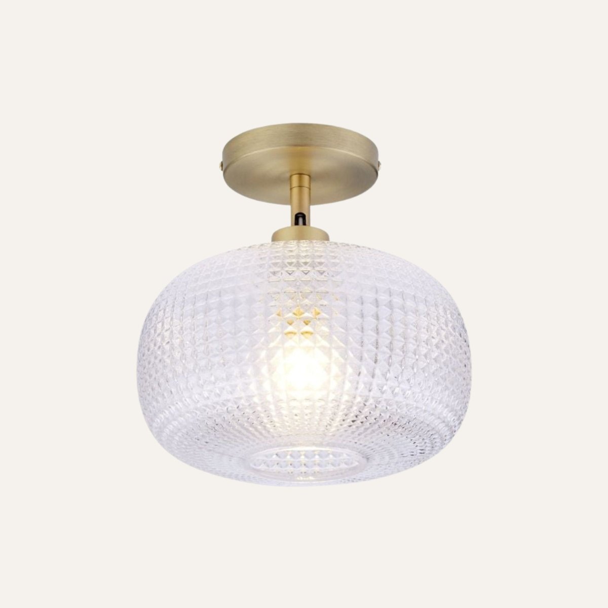 Industrial Glass Semi-Flush Mount Ceiling Light - Matte Steel 14in