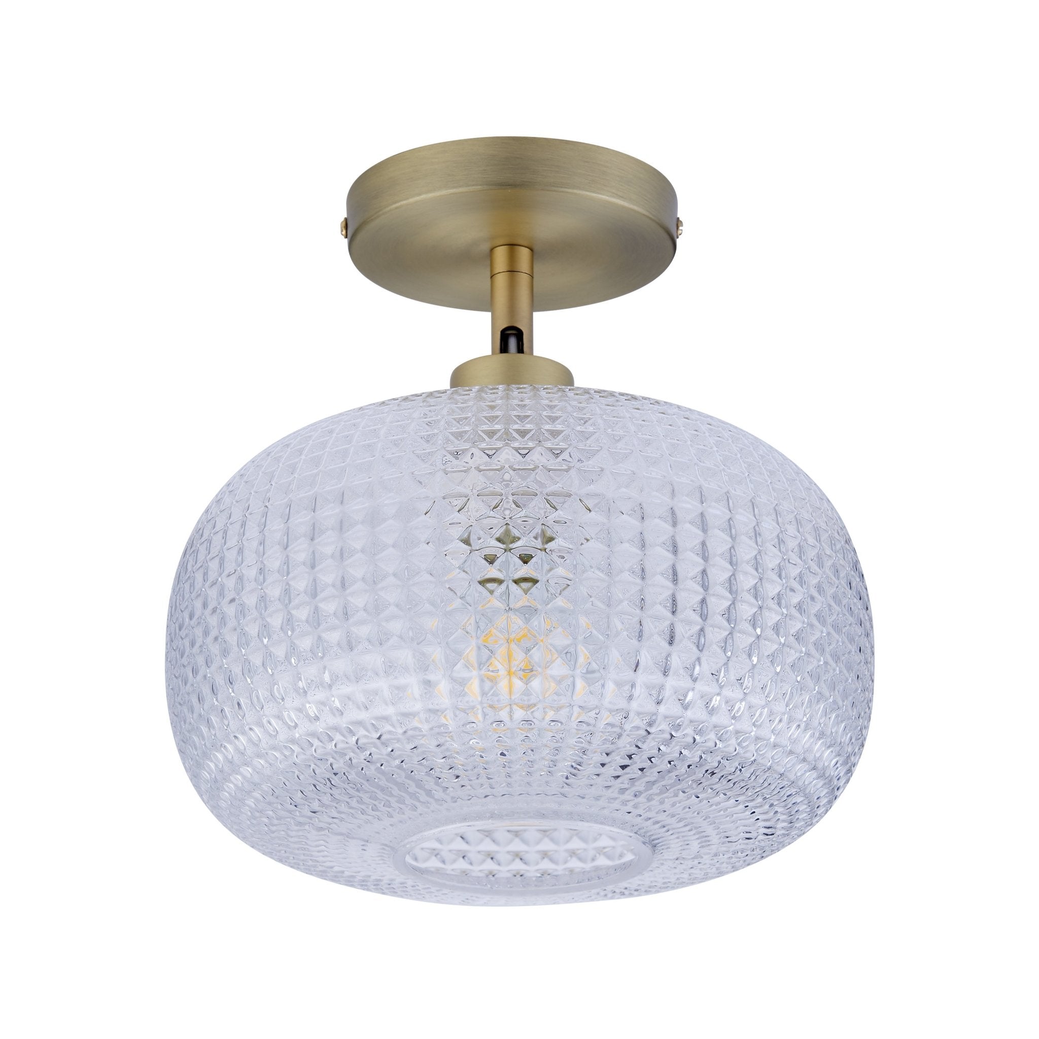 Industrial Glass Semi-Flush Mount Ceiling Light - Matte Steel 14in