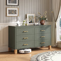 Modern 6-Drawer Dresser with Solid Wood Legs - Front View