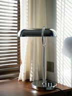 Sculptural Chrome Ring Table Lamp with Built-In Dimmer - 17.7in