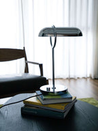 Sculptural Chrome Ring Table Lamp with Built-In Dimmer - 17.7in