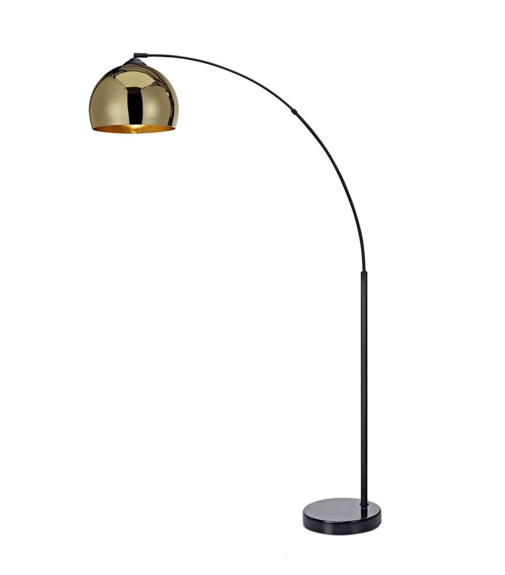 Marble Base Arc Floor Lamp lit up