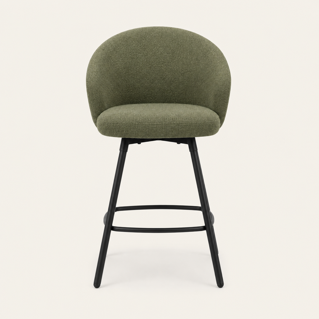 Upholstered Swivel Counter Stool - Set of 2 with 26in Seat Height