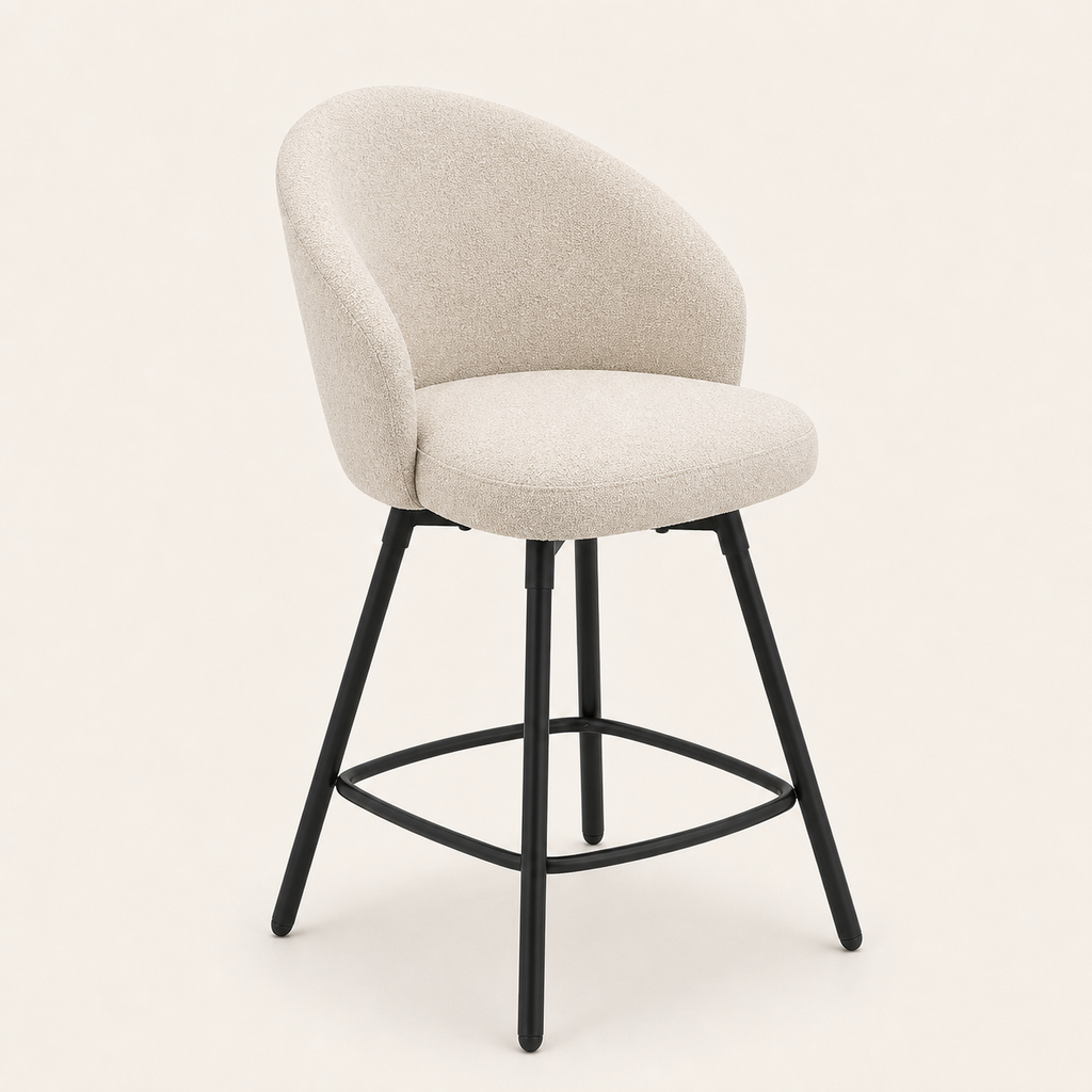 Upholstered Swivel Counter Stool - Set of 2 with 26in Seat Height