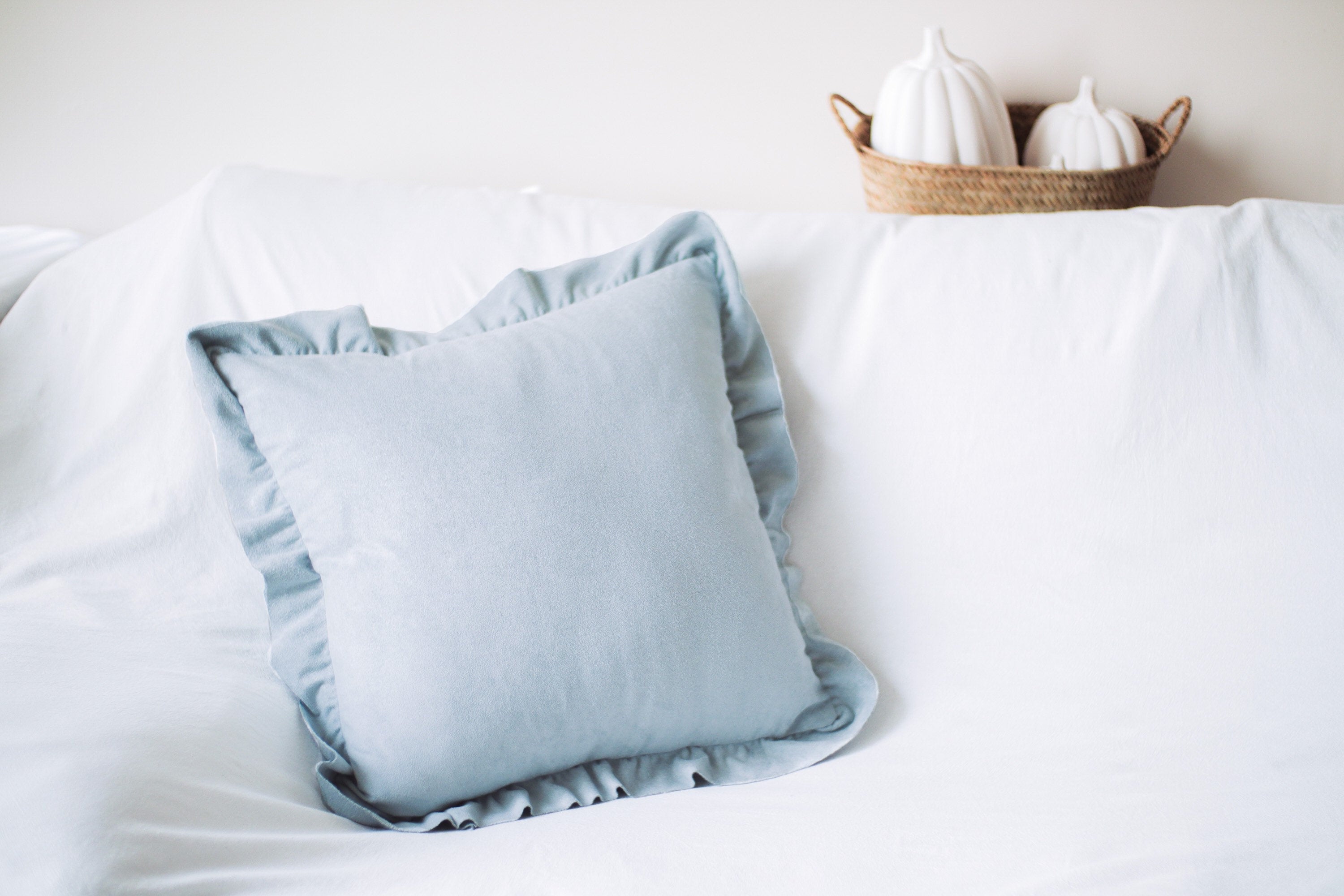 French Chic Ruffled Faux Suede Pillow Cover texture close up
