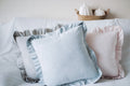 French Chic Ruffled Faux Suede Pillow Cover 18x18 cream