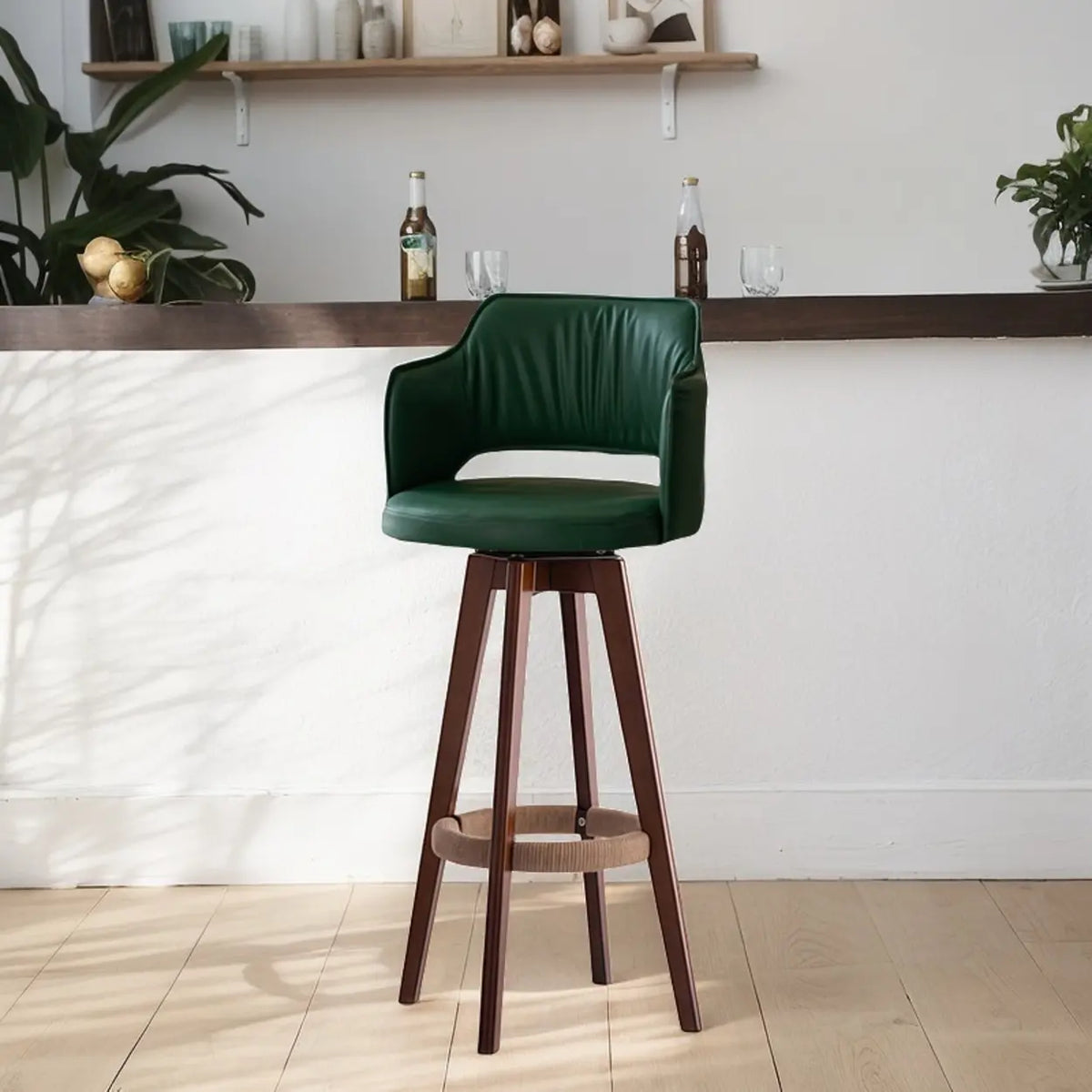 Swivel stool rope footrest detail