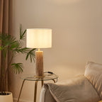Rustic Wood Table Lamp Set of 2 - Natural Base with Linen Shade 20.7in