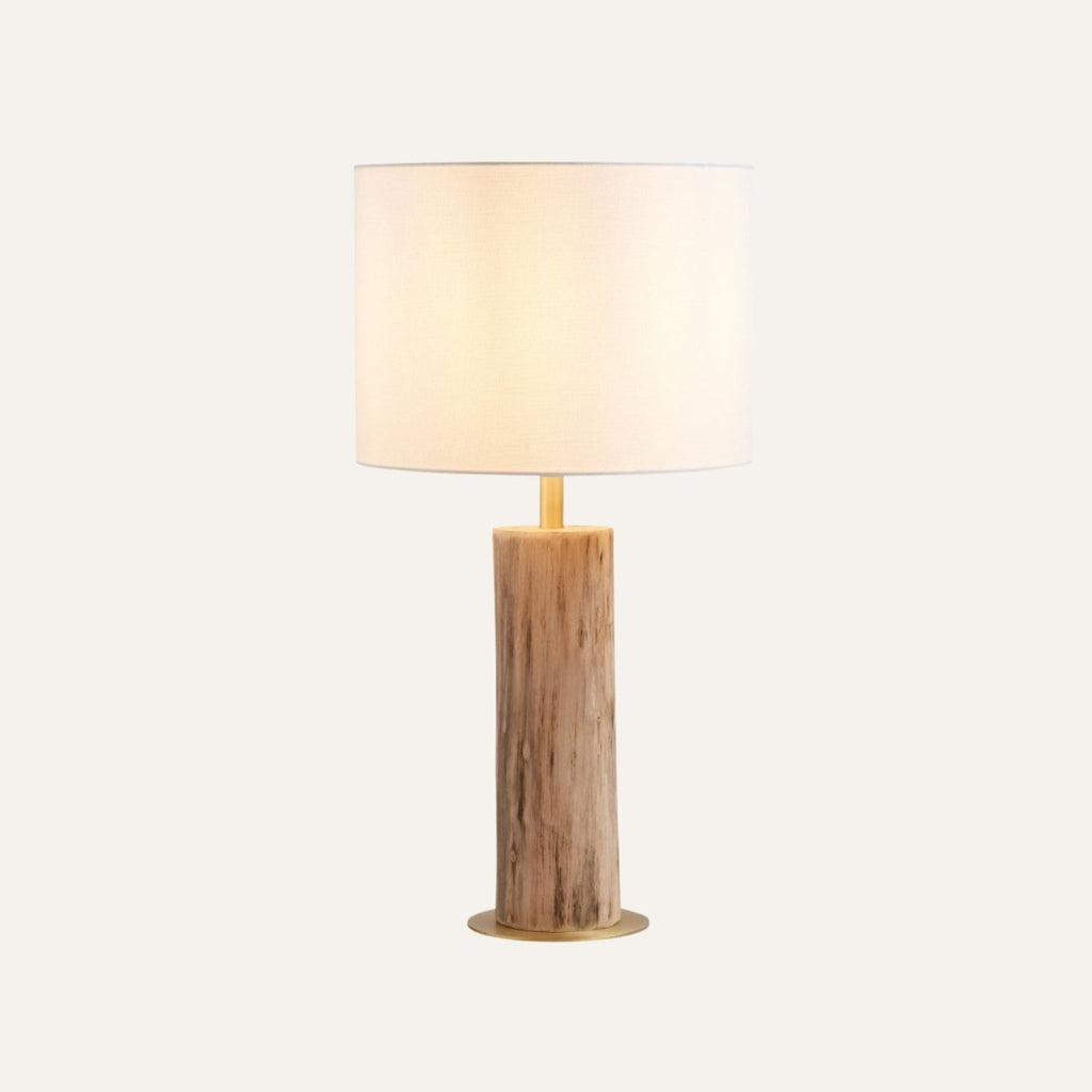 Rustic Wood Table Lamp Set of 2 - Natural Base with Linen Shade 20.7in