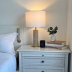 Rustic Wood Table Lamp Set of 2 - Natural Base with Linen Shade 20.7in