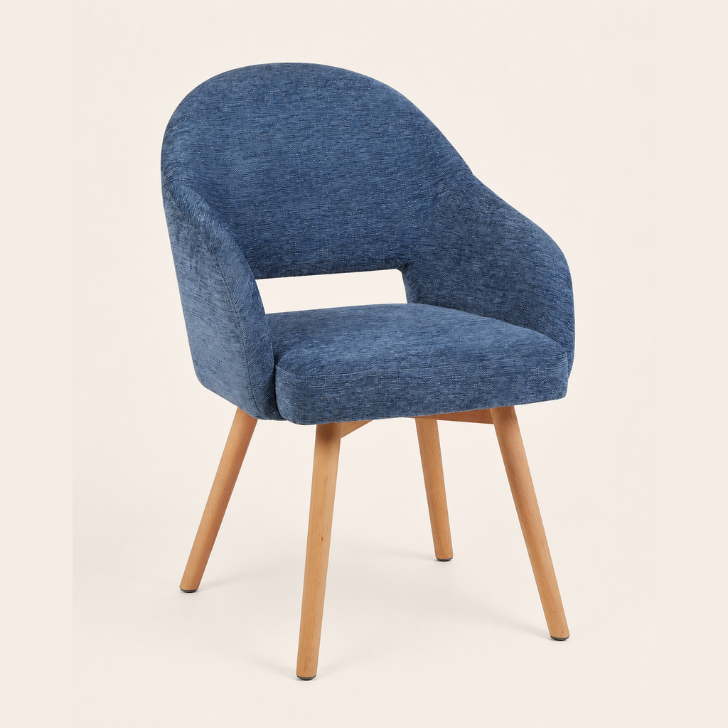 Modern Upholstered Dining Chair with Wood Legs - Set of 2