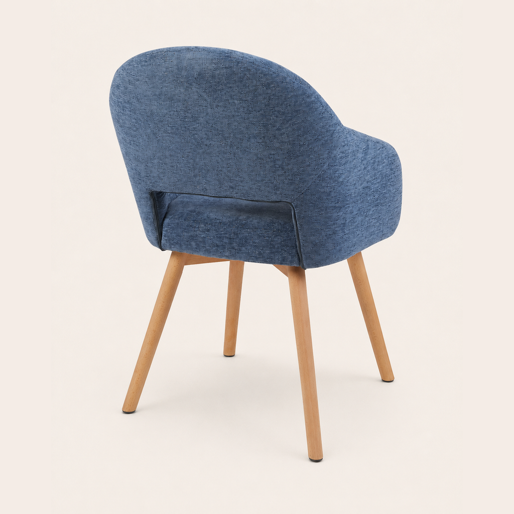 Modern Upholstered Dining Chair with Wood Legs - Set of 2