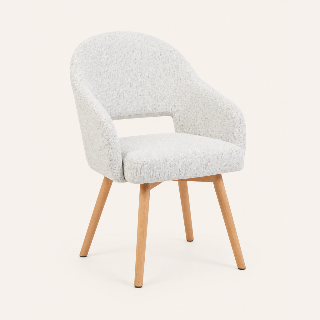 Modern Upholstered Dining Chair with Wood Legs - Set of 2