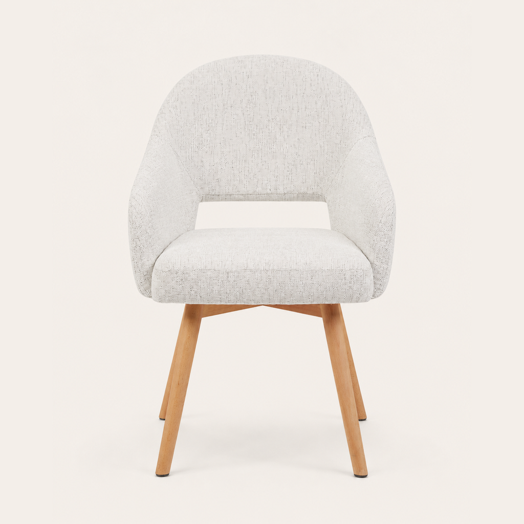 Modern Upholstered Dining Chair with Wood Legs - Set of 2