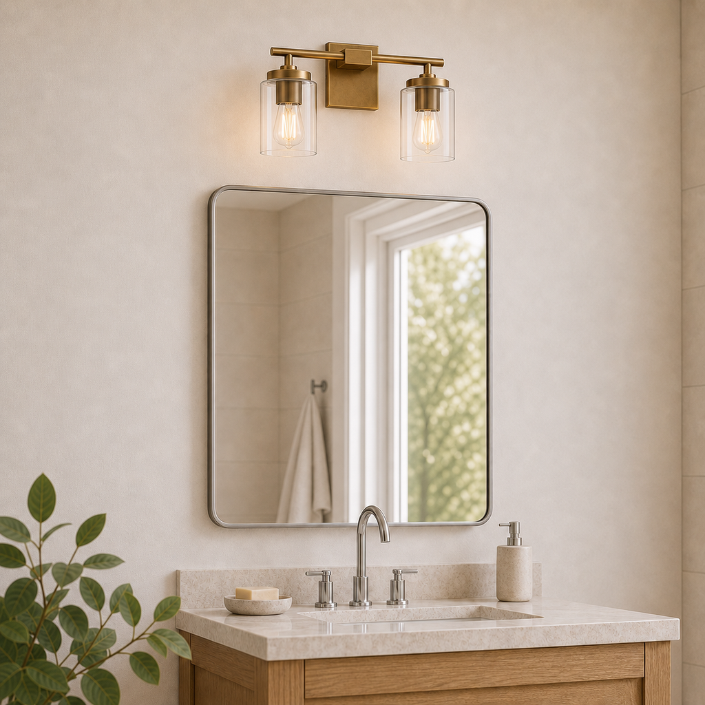 Meridian 2-Light Vanity Bar Brass Compact