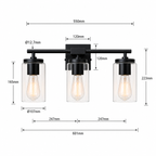 Meridian 3-Light Vanity Bar Sizing Chart