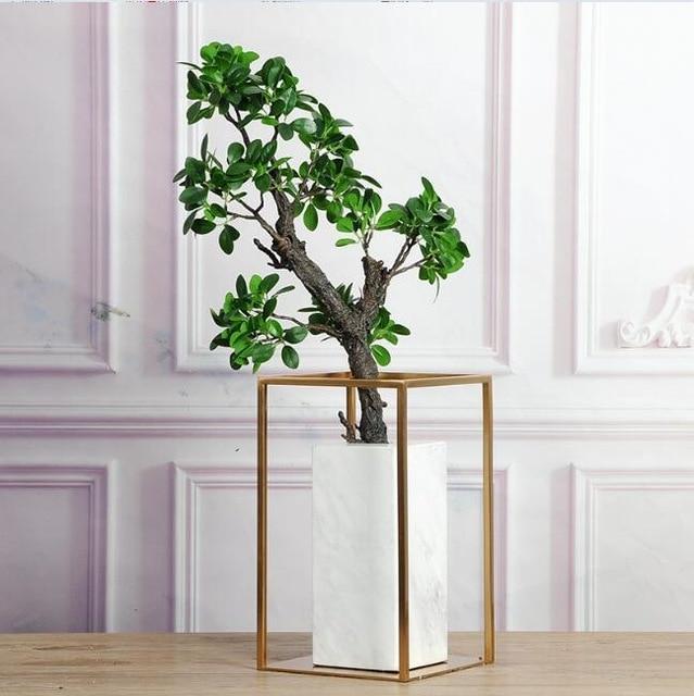 Marble tabletop vase side profile view