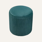 Pumpkin Ottoman in Dark Green - top view showing ribbed silhouette