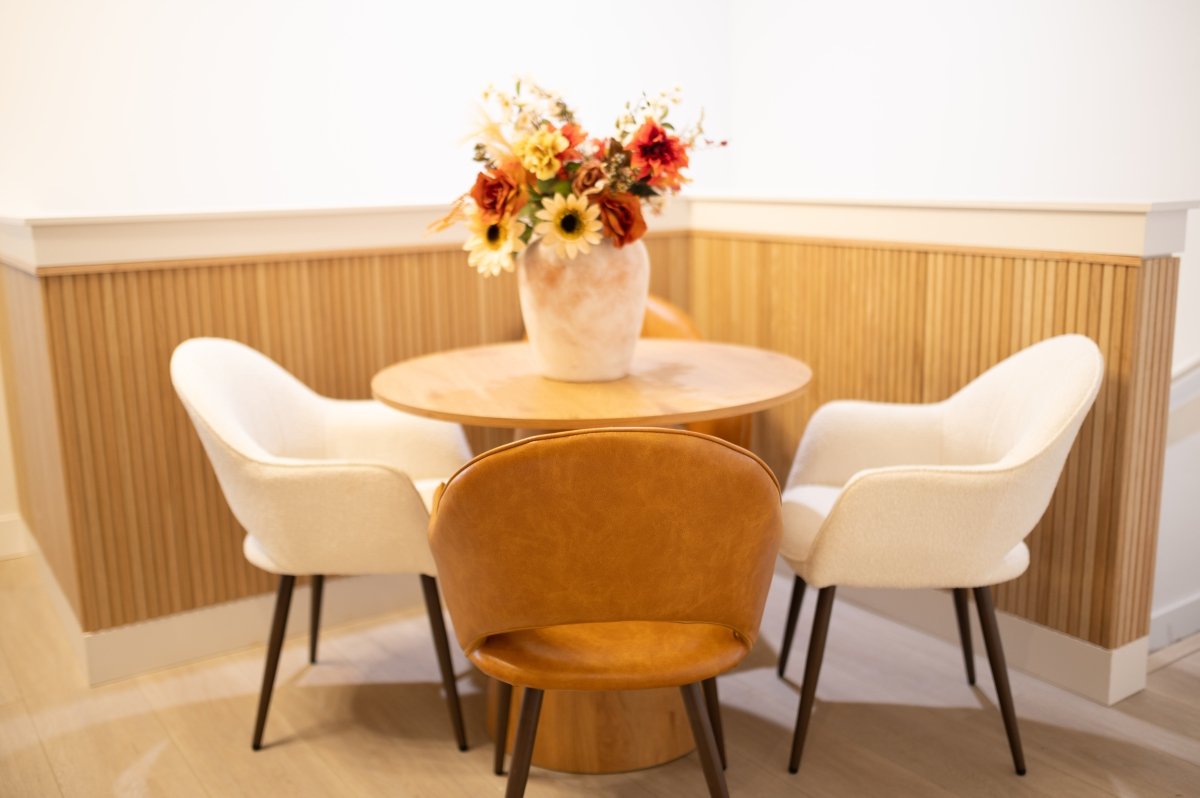 Raz dining chairs in a modern open-plan dining space