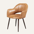 Curved-Back Dining Chair Set of 2 in Saddle Vegan Leather - full view