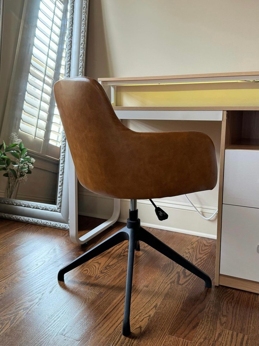 Modern Faux Leather Swivel Office Chair - Ergonomic Desk Chair